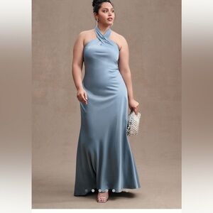 BHLDN Ruby Twist Halter Satin Gown